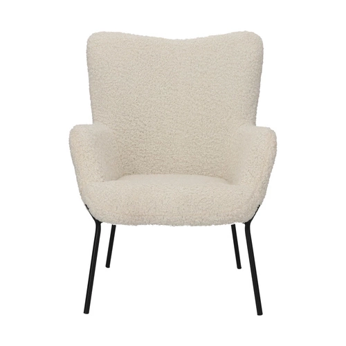 Moderní bílý křeslo ušák do obýváku čalouněné boucle s područkami Intesi