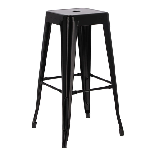 Barová stolička Paris 75 cm černá kovová bez opěradla do kuchyně a k ostrůvku inspirovaná Tolix industriální