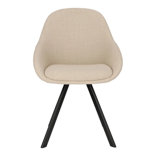 Čalouněná jídelní židle Nels béžová s područkami moderní černé nohy