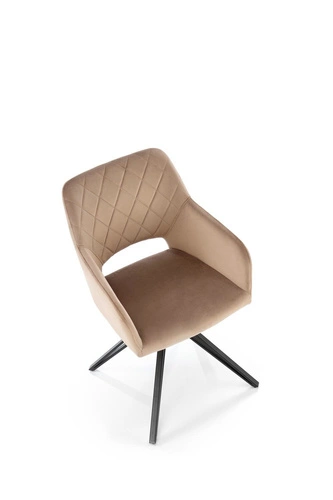 Otočná čalouněná židle Cretas Velvet Intesi béžová s područkami do jídelny