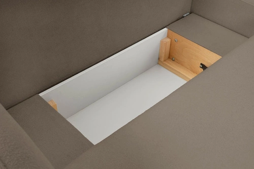 Rohová rozkládací sedačka do obýváku Salby levá hnědá moderní s úložným prostorem Intesi