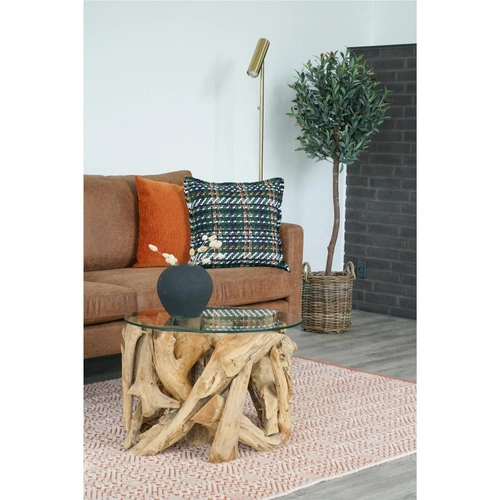 Kulatý konferenční stolek Grand Canyon 60 cm dřevěný se sklem moderní do obýváku Intesi