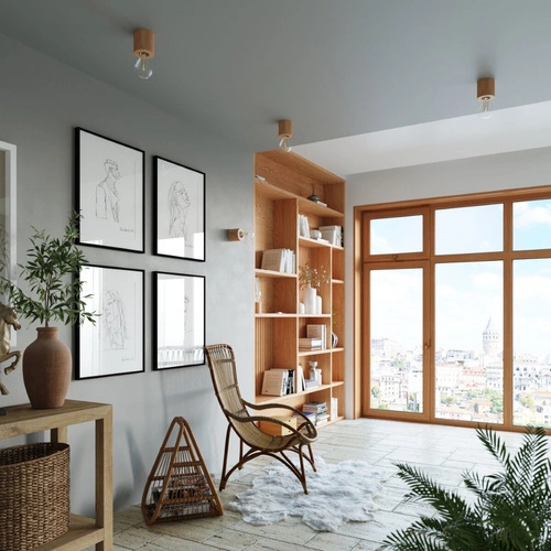 Stolní lampa Salgado z přírodního dřeva moderní do kanceláře a ložnice Sollux