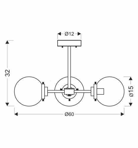Stropní svítidlo Lens černé skleněné 3bodové do obýváku a jídelny CANDELLUX
