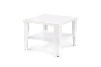 Konferenční stolek Deya S bílý čtvercový s policí moderní do obýváku 70x70 cm