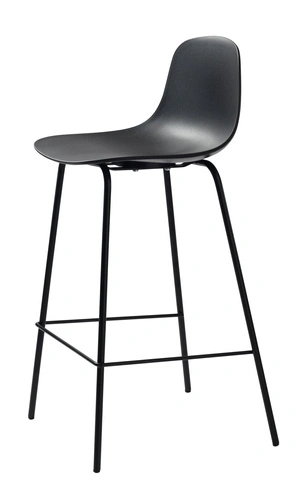 Barová židle Whitby černá moderní s opěrkou do kuchyně a k ostrůvku 67 cm kovová