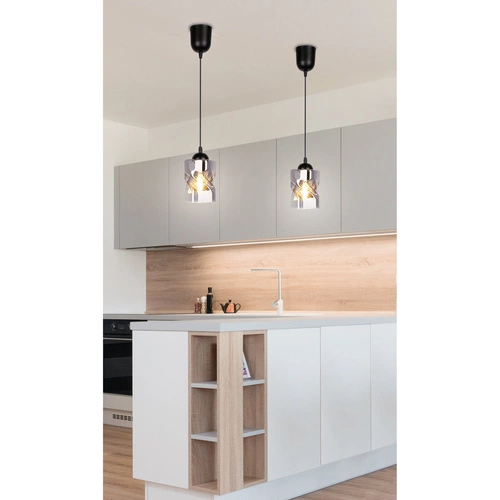 Závěsná lampa Felis černá 1x60W E27 kouřový difuzor