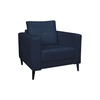 Moderní křeslo Lara do obýváku, modré čalouněné s područkami