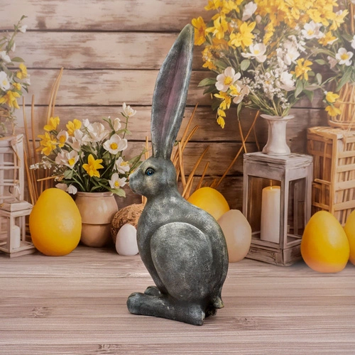 Intesi velikonoční figurka zajíce s dlouhýma ušima 60 cm šedá na stůl nebo komodu do obýváku