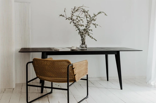 Rozkládací jídelní stůl BORD NORDIFRA černý moderní 140-200x90 cm dřevěný