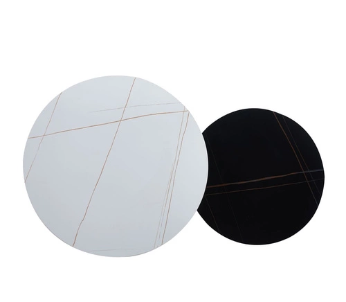 Sada 2 kulatých konferenčních stolků Tifa z mramoru do moderního obýváku Intesi 80/60 cm