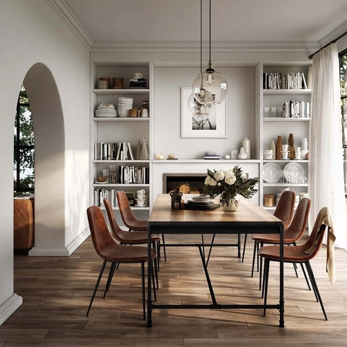 Jídelní židle Atmosphera Vladi čalouněná hnědá ekokůže loftová na černých nohách