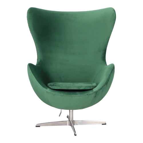 Zelené sametové otočné křeslo do obýváku ve stylu Egg D2.DESIGN
