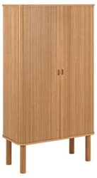 Vysoká komoda Langley dub přírodní na nožkách moderní s policemi do obýváku 80 cm