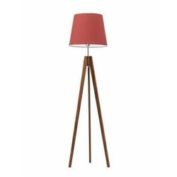 Stojací lampa do obýváku dřevěný trojnožka s červeným stínidlem glamour ARUBA Lysne 149 cm