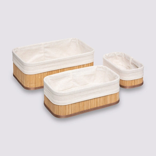 Sada 3 bambusových košů Vannerie na úložný regál moderní styl