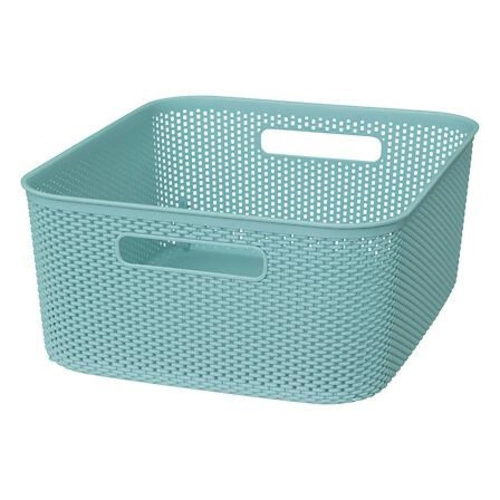 Plastový úložný koš Puntíky 11l modrý s uchyty 5five simply smart