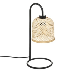 Noční lampička do ložnice Ali Atmosphera bambusová černá moderní s textilním stínidlem 43,5 cm