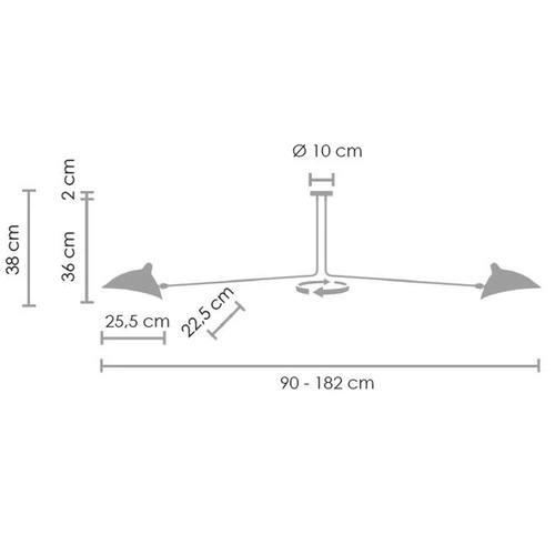 Stropní svítidlo CRANE-2P černé kovové dvouramenné do obýváku a jídelny Step into Design