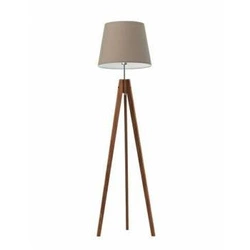 Stojací lampa do obýváku dřevěný trojnožka Aruba béžové stínidlo glamour Lysne 149 cm