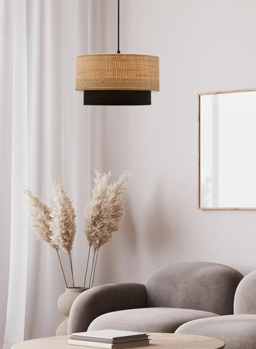 Ritana 25 černá závěsná lampa 1x60 E27 stínidlo béžová+černá