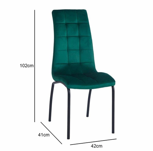 Jídelní židle Ezara Intesi čalouněná zelený samet moderní na černých nohách
