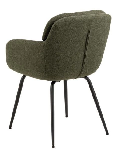 Jídelní židle Dora Actona zelená čalouněná s područkami moderní na kovových nohách