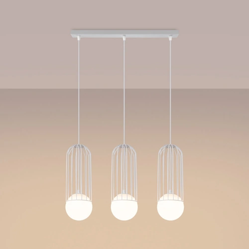 BRINA 3L moderní bílý závěsný lustr do obýváku a jídelny trojitý SOLLUX