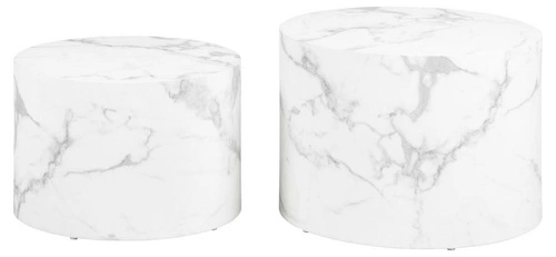 Sada 2 kulatých stolků s kostkami z bílého mramoru
