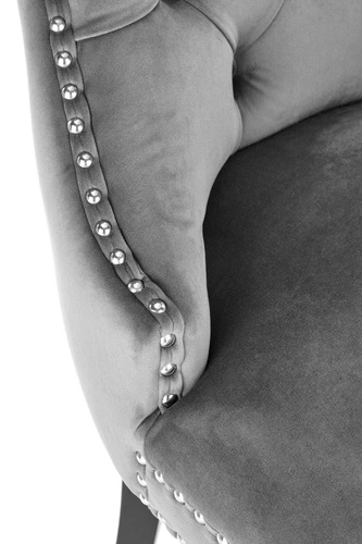 Čalouněná sametová židle Charlotte šedá do jídelny a obýváku moderní glamour Intesi