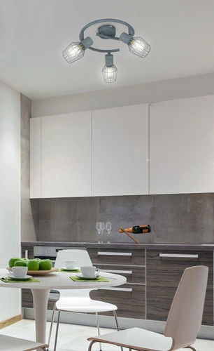 Moderní stropní svítidlo Viking šedá spirála 3bodové nastavitelné do obýváku