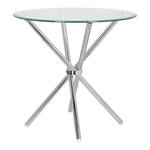 Kulatý skleněný stůl Ufo 80 cm transparentní moderní do jídelny a obýváku chrom Intesi