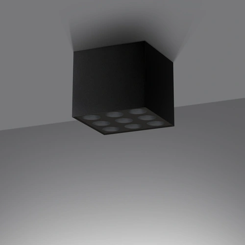 Stropní LED svítidlo OZZY černé minimalistické čtvercové do obýváku a kuchyně 9x16W