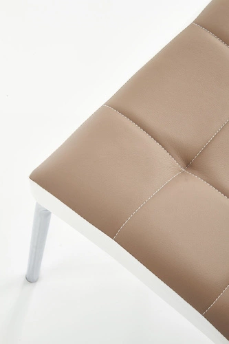 Jídelní čalouněná židle Delaware z ekokůže cappuccino, moderní, chromované nohy