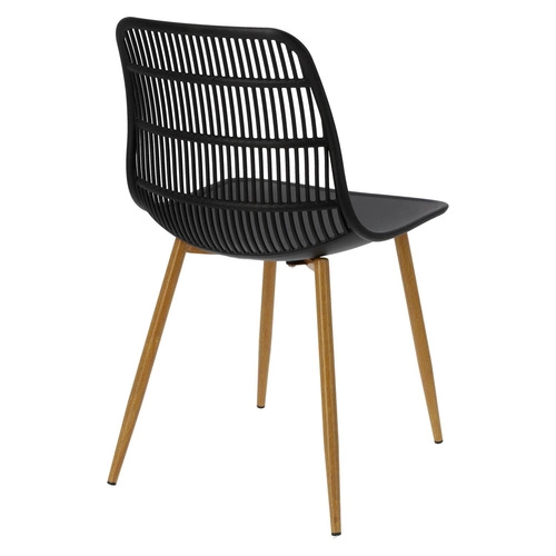 Jídelní židle Klaus Simplet černá plastová s kovovými nohami, vzdušný design