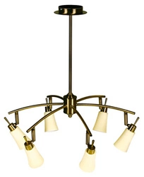 Kroton moderní zlatý závěsný lustr do obýváku a ložnice 6x sklo CANDELLUX