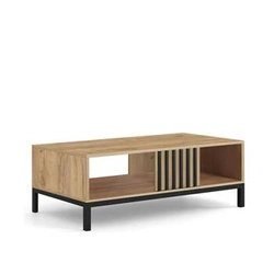 Obdélníkový konferenční stolek Markle dub craft černý s policí moderní do obýváku 92x50 cm