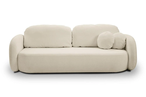 Rozkládací pohovka Salby 3místná s úložným prostorem a funkcí spaní béžová do obýváku