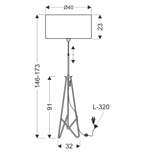 Plovoucí stojací lampa černá 1x60W E27 stínítko hnědé