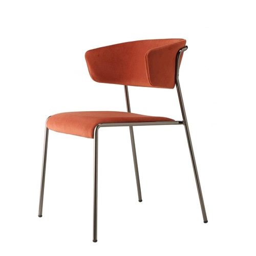 Moderní sametové křeslo Lisa oranžové glamour s područkami do obýváku