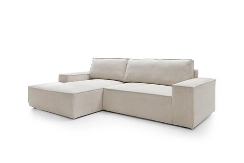 Rohová rozkládací pohovka Molde M levá béžová moderní do obýváku s úložným prostorem