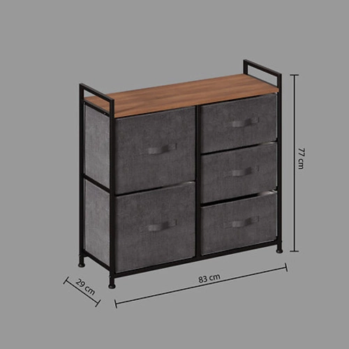 Moderní černo-šedá komoda Tissa 77 cm se zásuvkami na nožkách do obývacího pokoje 5five