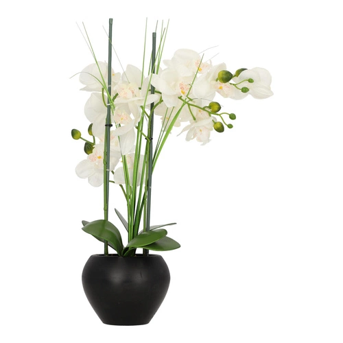 Umělá orchidej Atmosphera bílá moderní do obýváku 53 cm jako živá v květináči