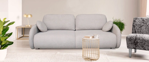 Rozkládací pohovka Andi s úložným prostorem a funkcí spaní béžová skandinávský styl do obýváku