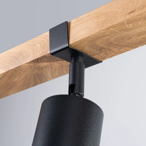 Stropní svítidlo FAGER 3 černé skandinávské s dřevem do obýváku a ložnice SOLLUX