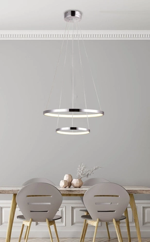 Moderní závěsné LED svítidlo Lune 50 chrom nastavitelné do obýváku a jídelny 50 cm