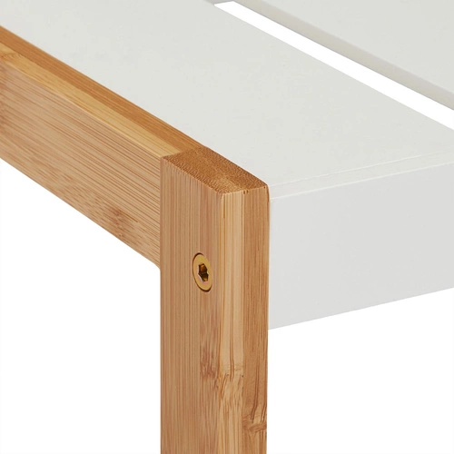 Bílá bambusová botní skříňka Giselda Intesi dvoupatrová skandinávský styl do předsíně