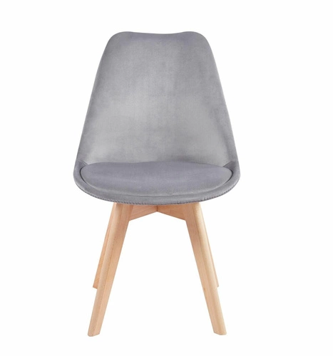Jídelní židle Bess Velvet šedá čalouněná sametová skandinávský styl s dřevěnými nohami Intesi