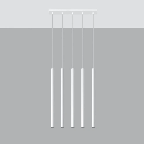 Závěsné svítidlo Pastelo 5ramenné bílé moderní nad stůl do kuchyně a jídelny