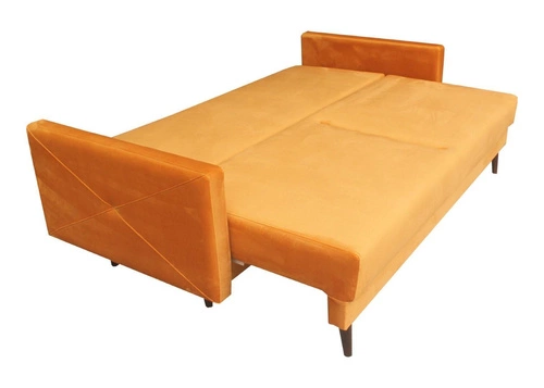 Rozkládací pohovka se spací funkcí Saxo dvoumístná do obýváku moderní žlutá s úložným prostorem